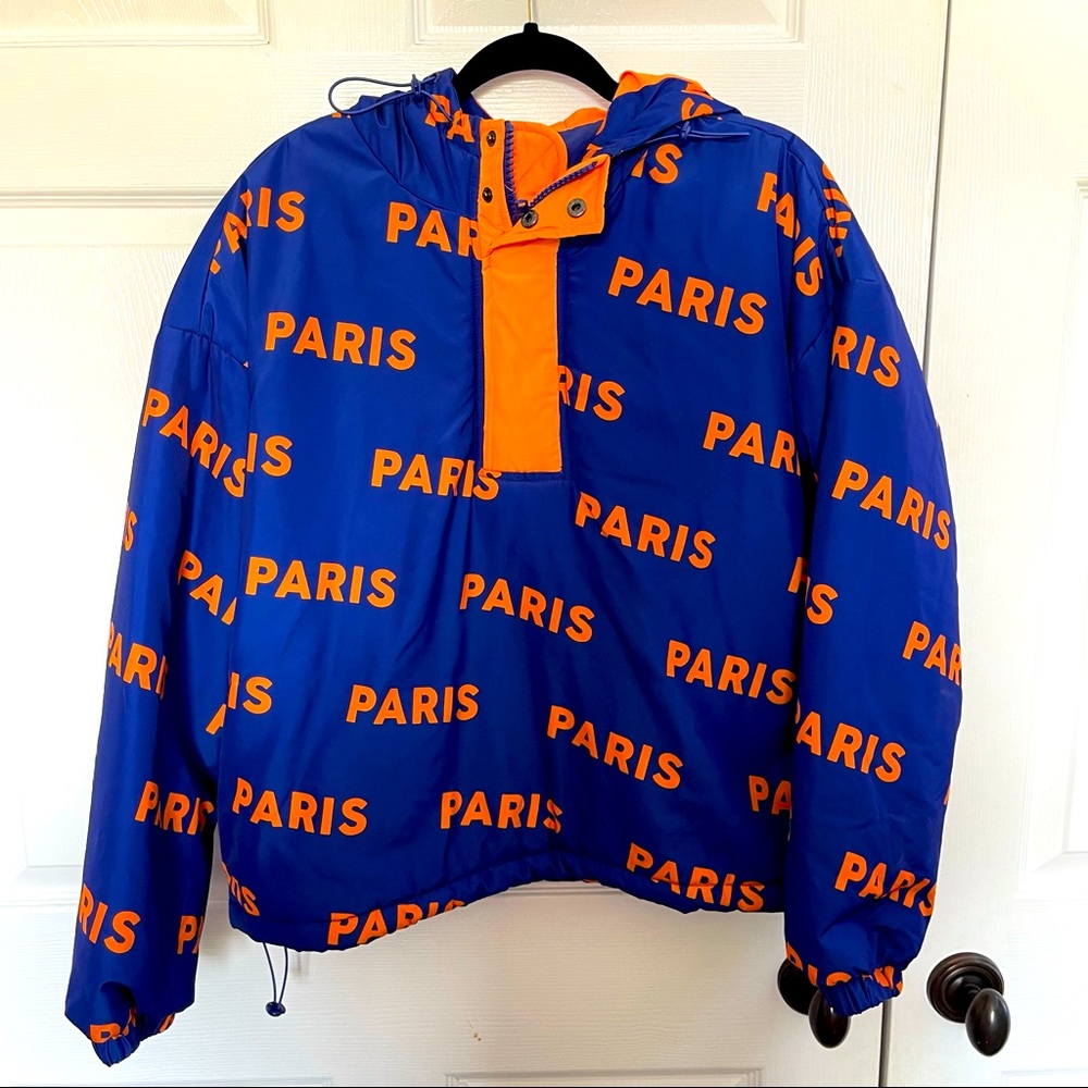 Forever21 Size L Cropped Windbreaker Paris Hoodie